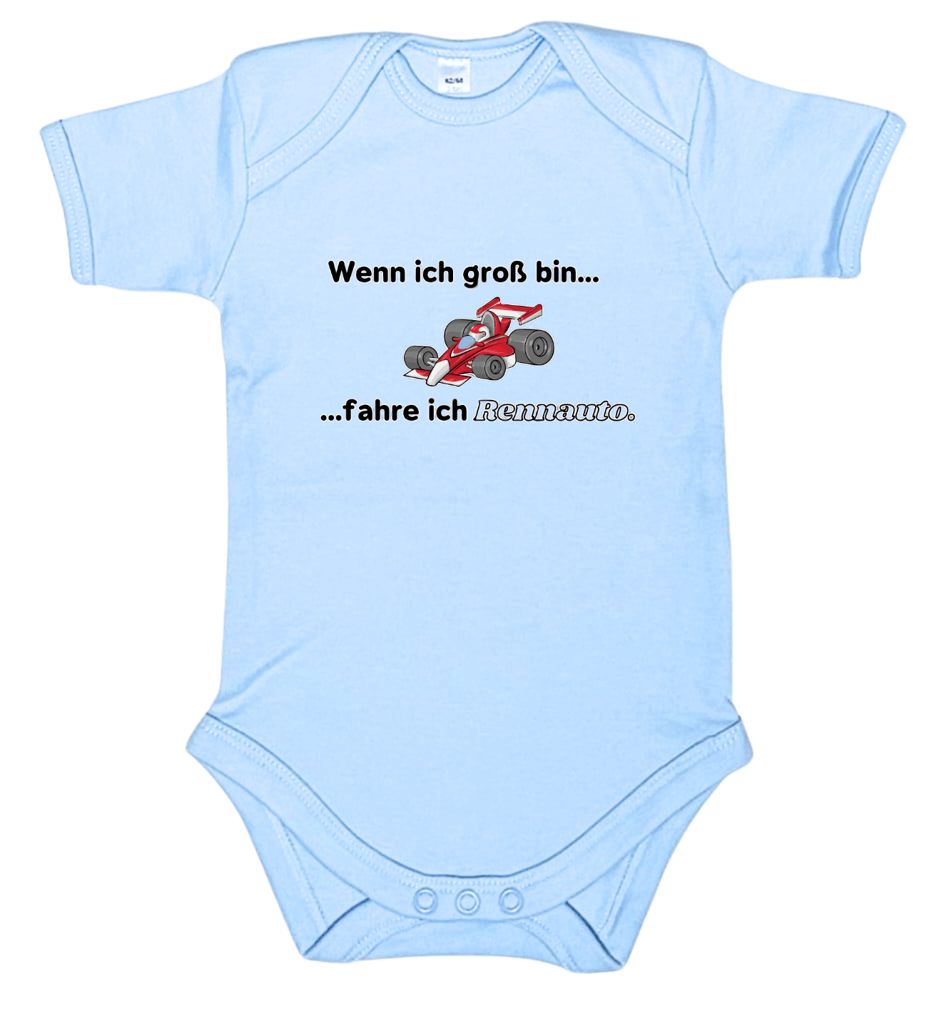 Baby-Body kurzarm, Wenn ich groß bin, werde ich Rennfahrer