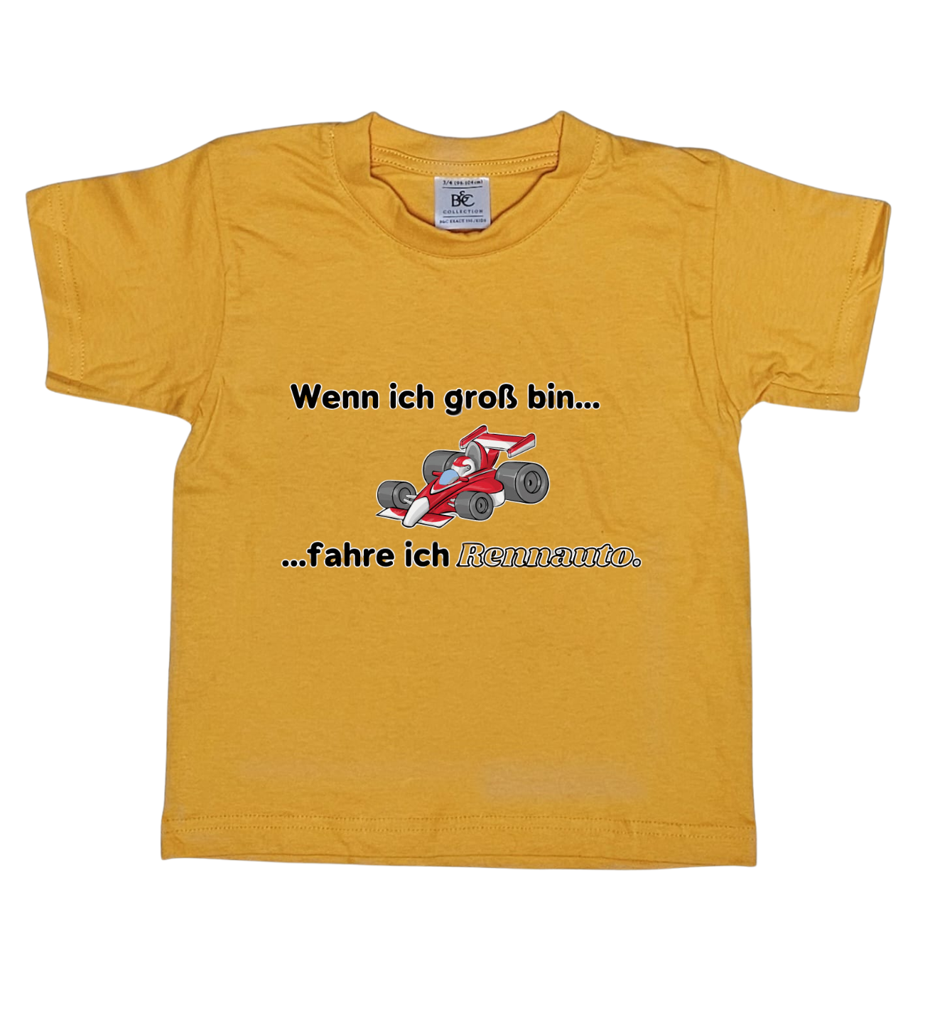 Kinder T-Shirt, Wenn ich groß bin, fahre ich Rennauto