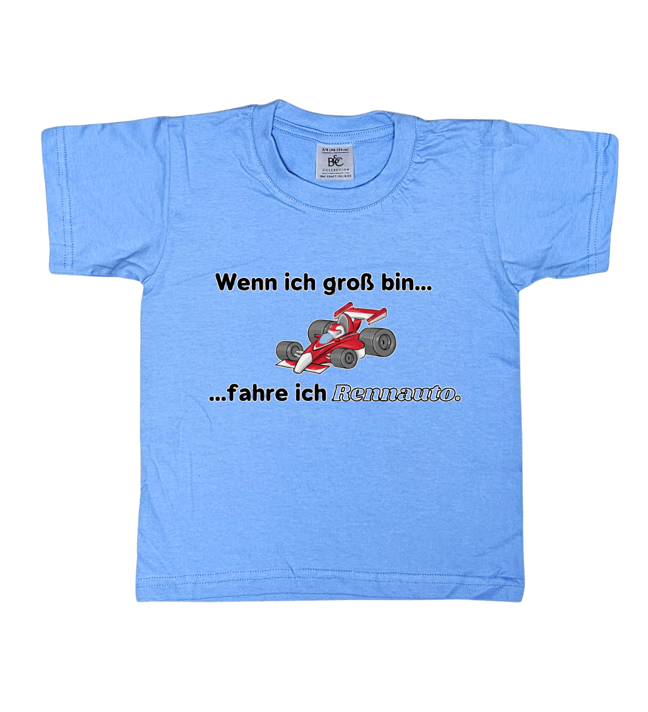 Kinder T-Shirt, Wenn ich groß bin, fahre ich Rennauto