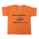 Kinder T-Shirt, Wenn ich groß bin, fahre ich Rennauto