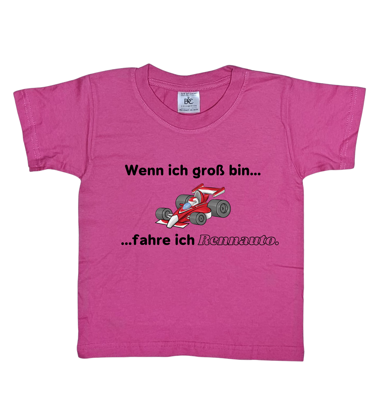 Kinder T-Shirt, Wenn ich groß bin, fahre ich Rennauto