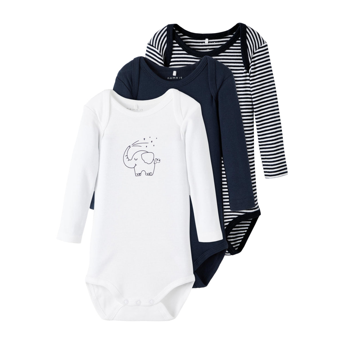 Baby-Body "Elefant" langarm 3er Pack, Rippsrick Design
