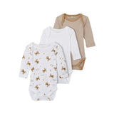 Baby-Body "Teddy" langarm 3er Pack, Rippstrick Design