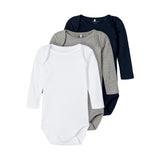 Baby-Body Uni langarm 3er Pack, Rippstrick Design