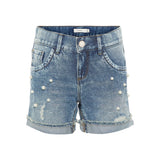 Kinder Jeans-Short mit Perlen
