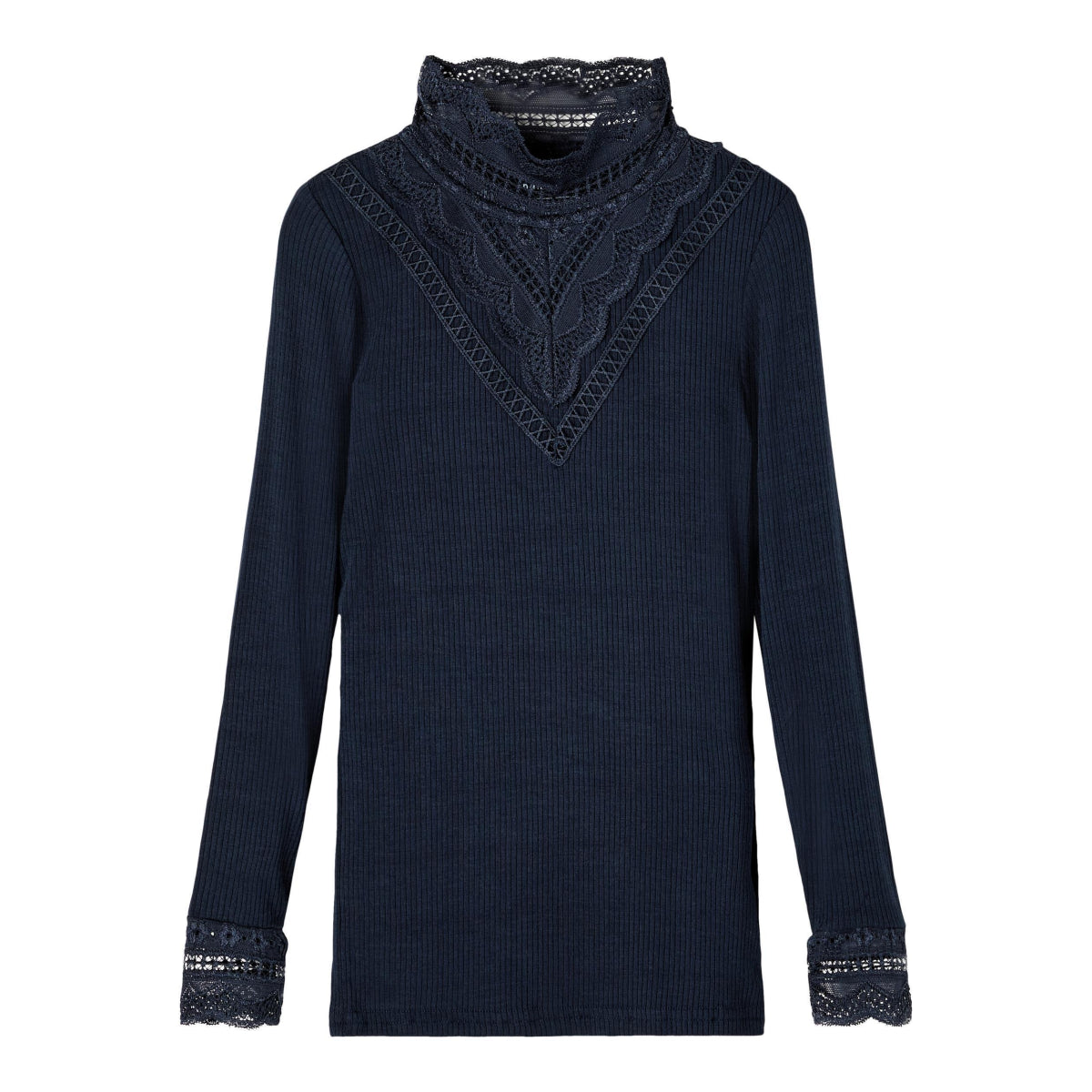 Langarm Shirt mit Spitzen Details