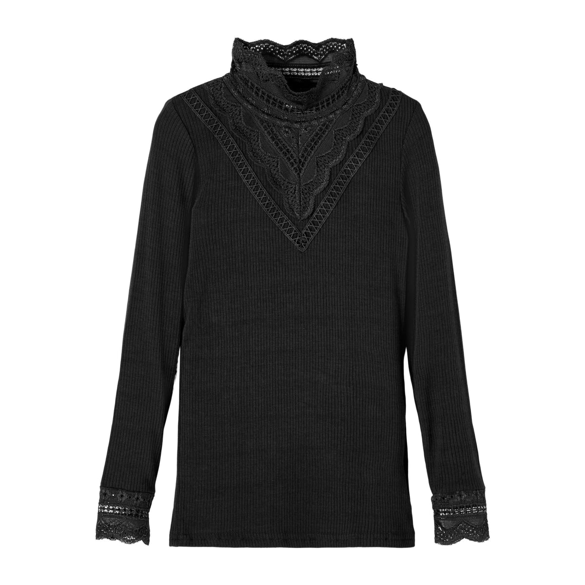 Langarm Shirt mit Spitzen Details